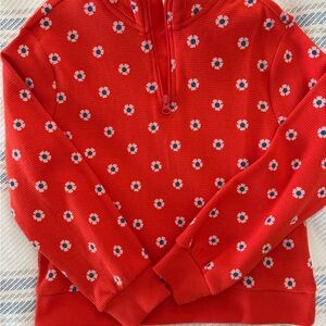 Hanna Andersson Red Kids Hoodie with Floral Print